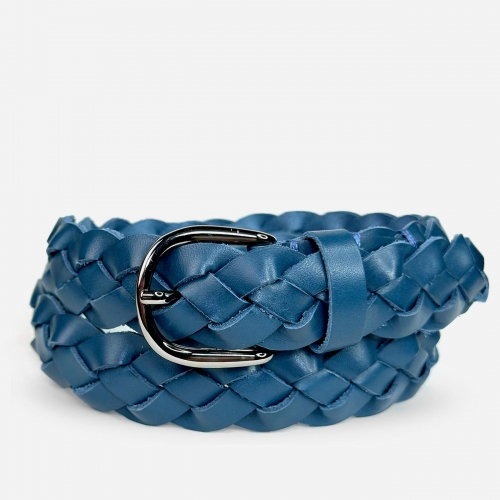 Женский кожаный плетеный ремень Agatha Blauw серии Passiflora