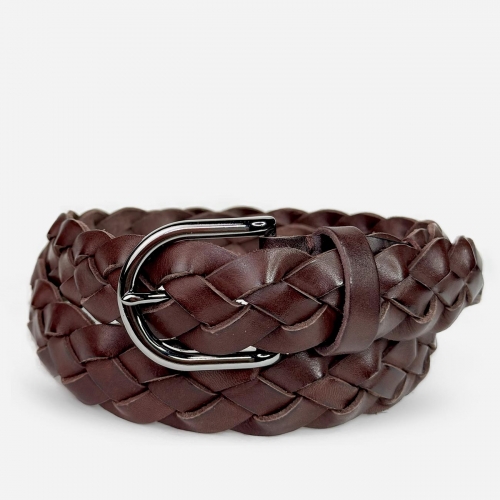 Женский кожаный плетеный ремень Agatha Blauw серии Passiflora