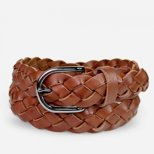 Женский кожаный плетеный ремень Agatha Blauw серии Passiflora