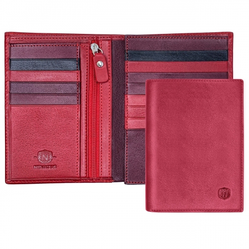 Красный кожаный кошелек для паспорта Nevatus