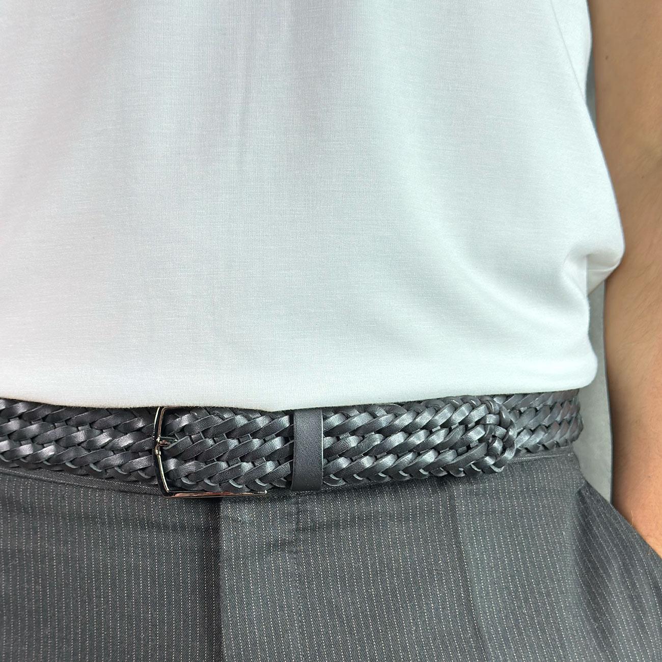 Кожаный мужской плетеный ремень Nevatus серии Матео