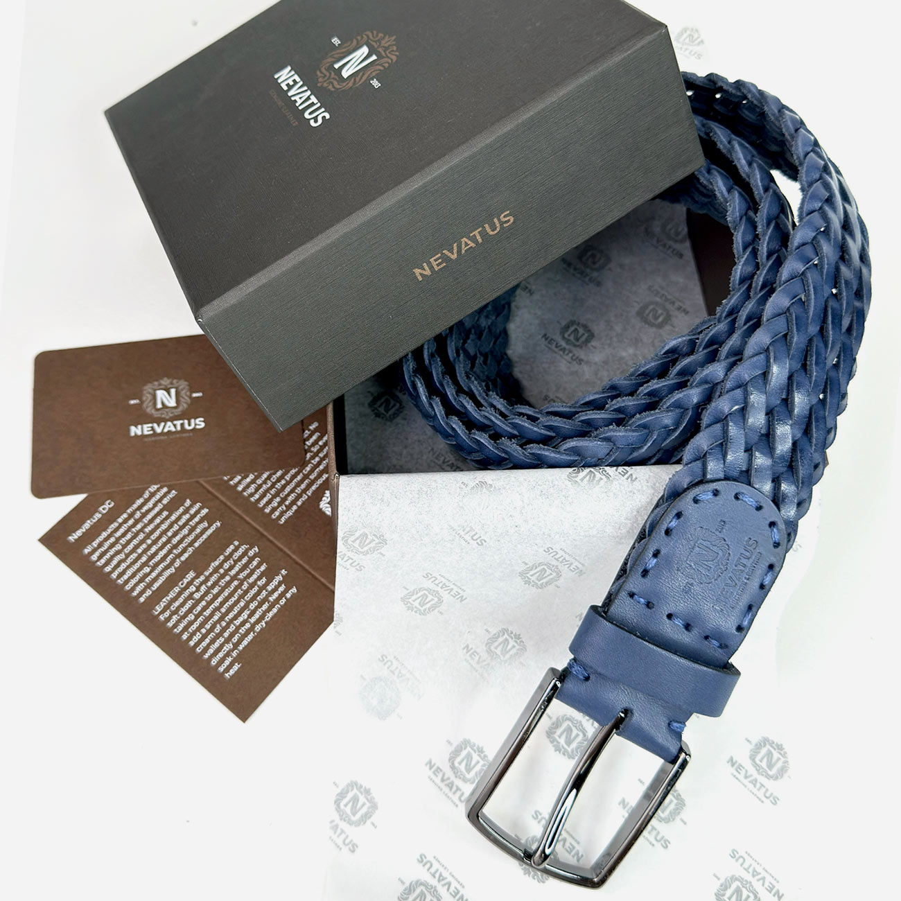 Кожаный мужской плетеный ремень Nevatus серии Матео