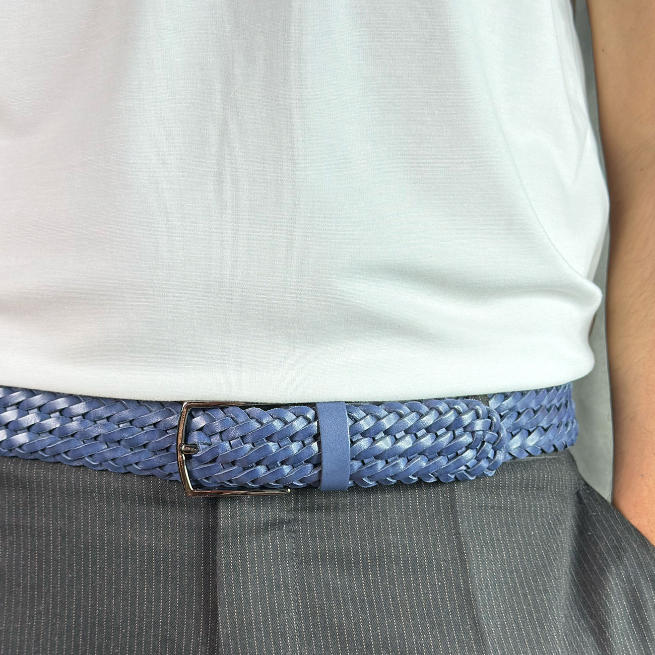 Кожаный мужской плетеный ремень Nevatus серии Матео