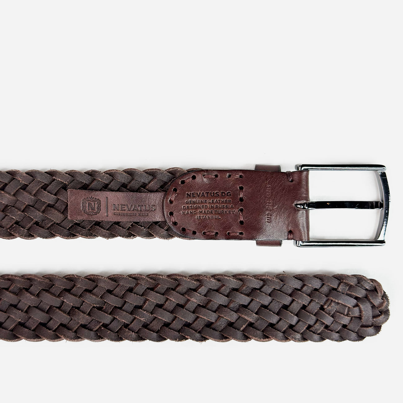 Кожаный мужской плетеный ремень Nevatus серии Матео