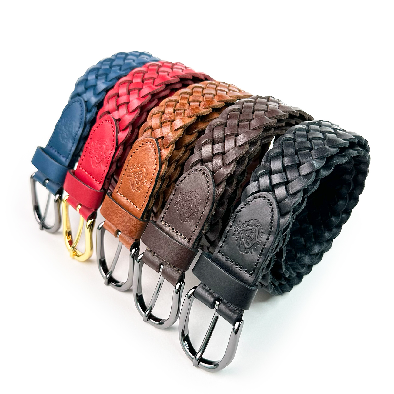 Женский кожаный плетеный ремень Agatha Blauw серии Cornflower