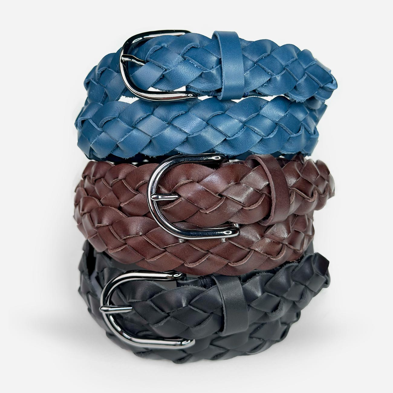 Женский кожаный плетеный ремень Agatha Blauw серии Passiflora