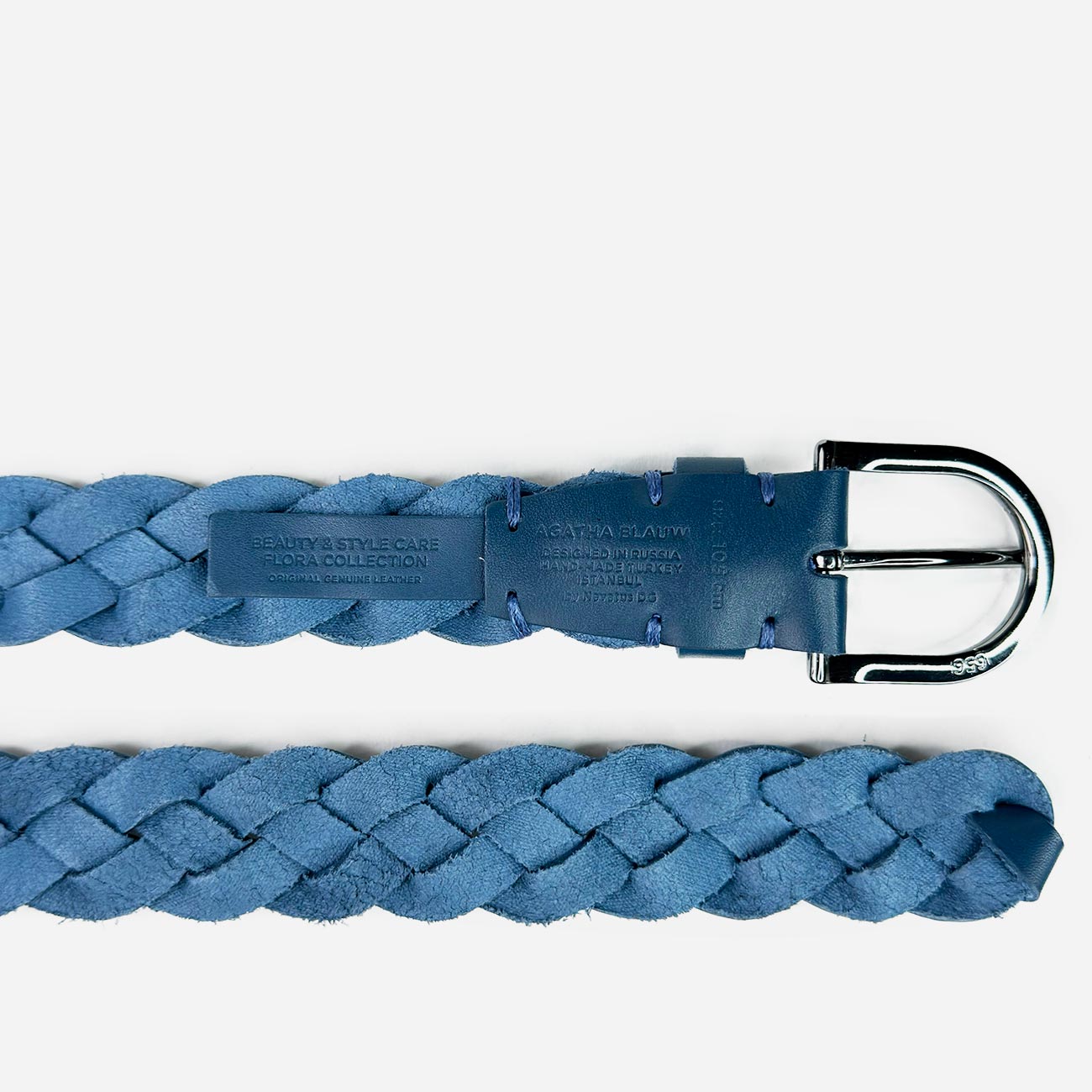 Женский кожаный плетеный ремень Agatha Blauw серии Passiflora