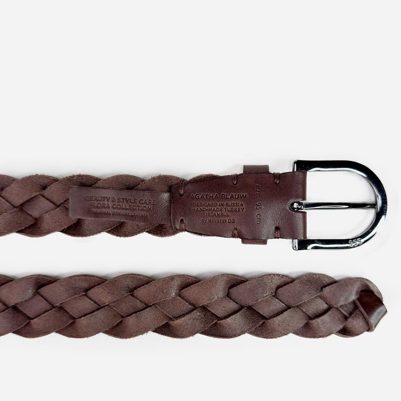 Женский кожаный плетеный ремень Agatha Blauw серии Passiflora