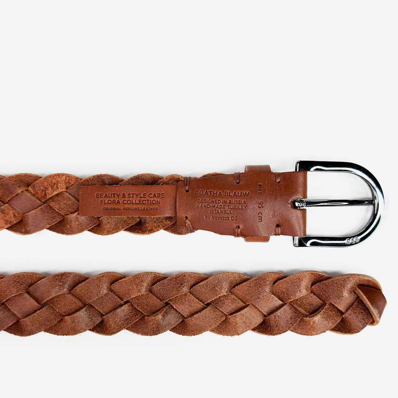 Женский кожаный плетеный ремень Agatha Blauw серии Passiflora