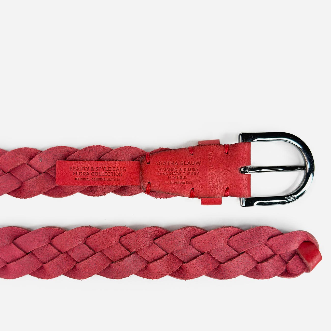 Женский кожаный плетеный ремень Agatha Blauw серии Passiflora