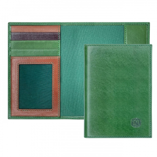 Обложка для паспорта кожаная зеленая