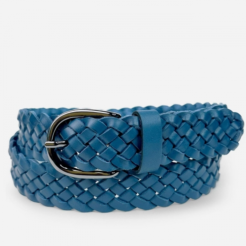 Женский кожаный плетеный ремень Agatha Blauw серии Cornflower