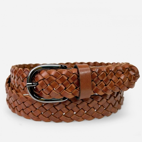 Женский кожаный плетеный ремень Agatha Blauw серии Cornflower